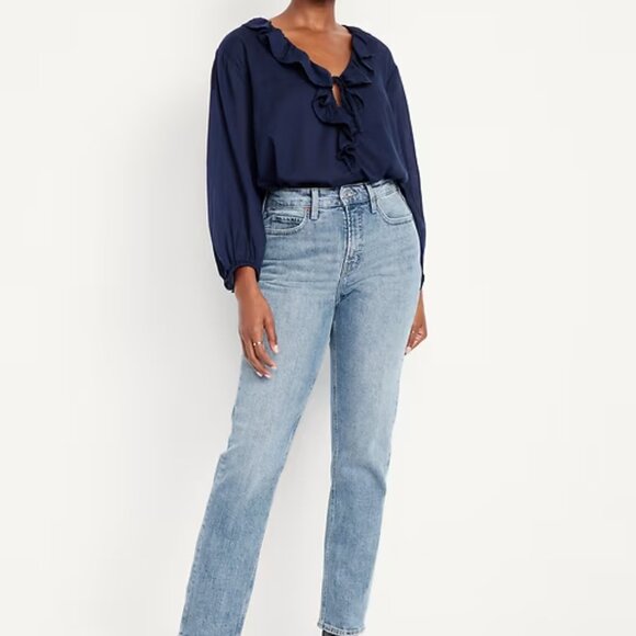 Old Navy Ladies Curvy Extra High-Waisted Straight Jeans / 12 Petite / New w Tags - Picture 6 of 11